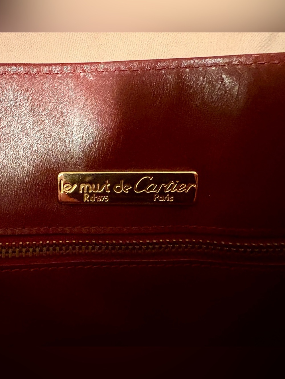 Vintage 1970s Les Must de Cartier Bordeaux Leather Tote Bag Double C Paris - Picture 6 of 11